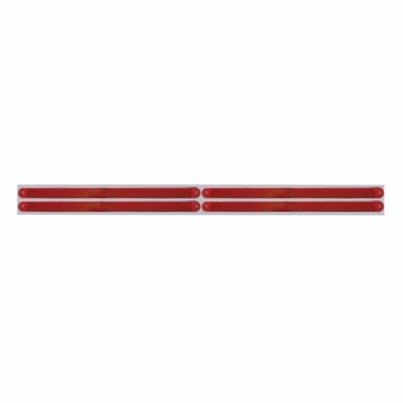 Chrome Top Mud Flap Plate With Four 14 LED 12" Light Bars - Red LED/Red Lens