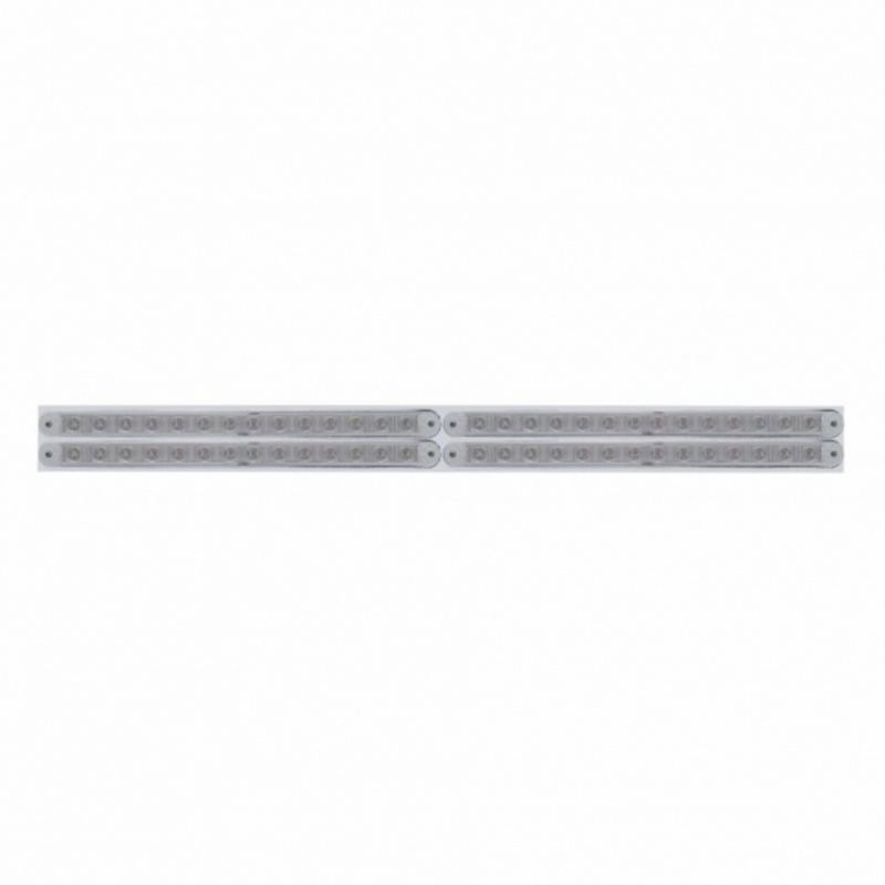 Chrome Top Mud Flap Plate With Four 14 LED 12" Light Bars - Red LED/Clear Lens