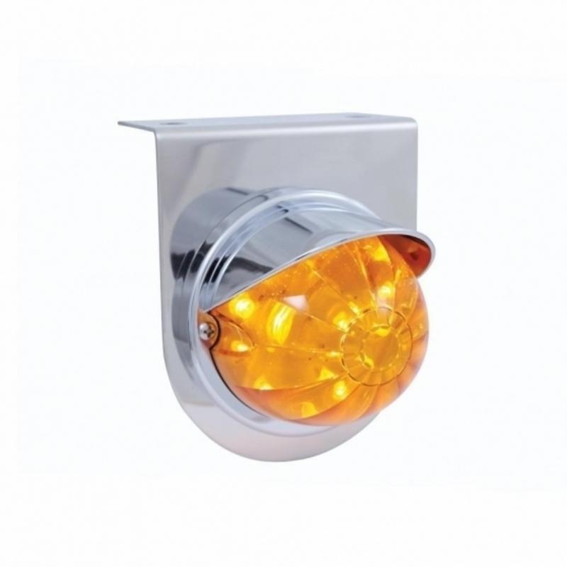 UP-37247 Stainless Light Bracket With 17 LED Dual Function Watermelon Light & Visor - Amber LED/Amber Lens