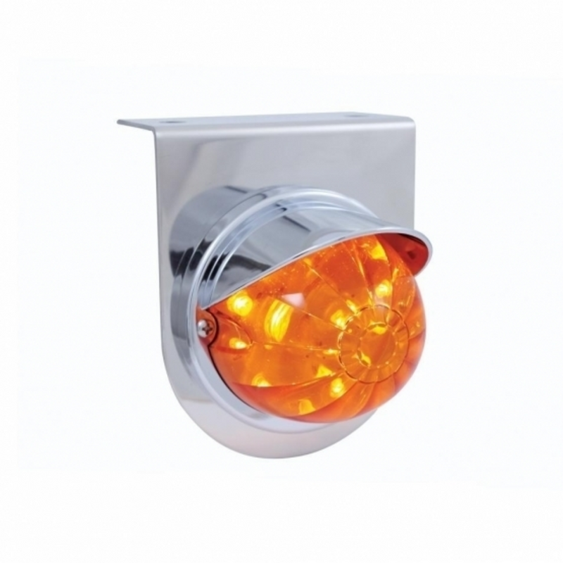 UP-37248 Stainless Light Bracket With 17 LED Dual Function Watermelon Light & Visor - Amber LED/Dark Amber Lens