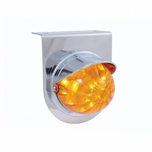 UP-37252 Stainless Light Bracket With 17 LED Watermelon Light & Visor - Amber LED/Amber Lens