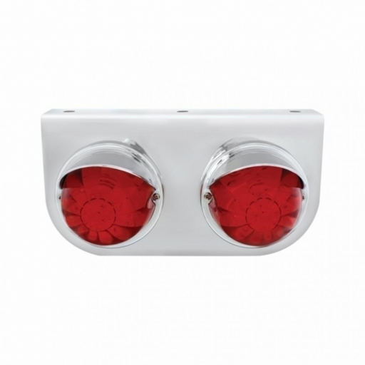 UP-37258 SS Light Bracket With 2X 17 LED Dual Function Watermelon Lights & Visors - Red LED/Red Lens