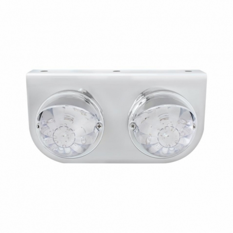 UP-37259 SS Light Bracket With 2X 17 LED Dual Function Watermelon Lights & Visors - Amber LED/Clear Lens