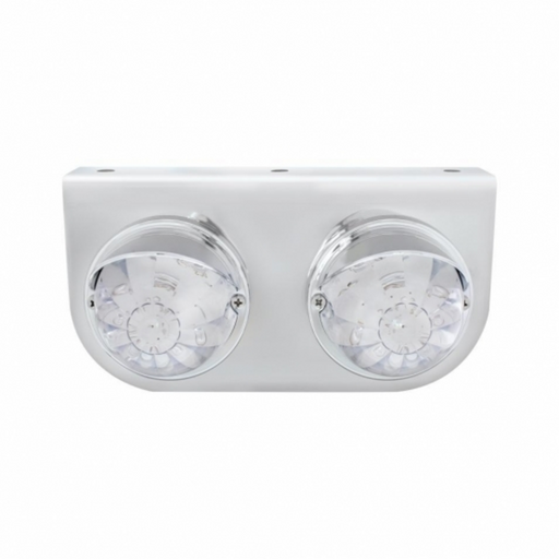 UP-37259 SS Light Bracket With 2X 17 LED Dual Function Watermelon Lights & Visors - Amber LED/Clear Lens