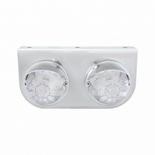 UP-37264 Stainless Light Bracket With 2X 17 LED Watermelon Lights & Visors - Red LED/Clear Lens
