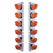UP-37292 SS Front Air Cleaner Bracket With 12X LED Watermelon Lights & SS Visors For Peterbilt-Amber LED/Dark Amber Lens