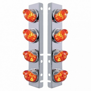 UP-37293 SS Front Air Cleaner Bracket With 8X LED Watermelon Lights & SS Visors For Peterbilt-Amber LED/Dark Amber Lens