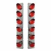 UP-37294 SS Front Air Cleaner Bracket With 12X 17 LED Watermelon Lights & Visors For Peterbilt-Amber LED/Dark Amber Lens
