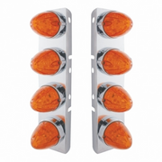 UP-37297 SS Front Air Cleaner Bracket With 8X 19 LED Watermelon Lights & Bezels For Peterbilt-Amber LED/Dark Amber Lens