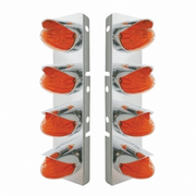 UP-37299 SS Front Air Cleaner Bracket With 8X 19 LED Watermelon Lights & Visors For Peterbilt-Amber LED/Dark Lens