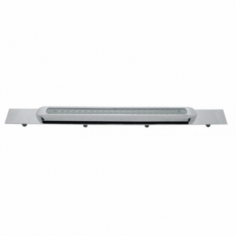 Chrome Top Mud Flap Plate With 23 SMD LED Light Bar & Bezel - Amber LED/Clear Lens