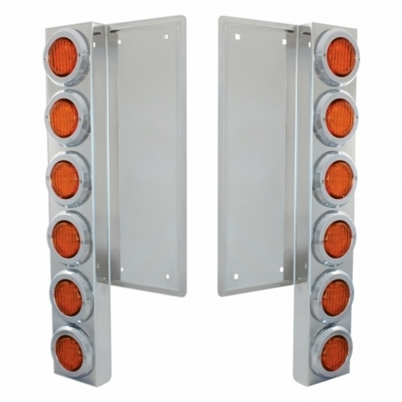 Soporte del filtro de aire delantero FL SS con luces y biseles de 12X 9 LED de 2" - LED ámbar y lente