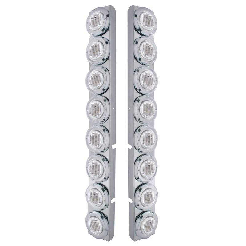 Soporte de filtro de aire trasero SS con luces y biseles 16X 9 LED de 2" para Peterbilt-LED rojo/lente transparente