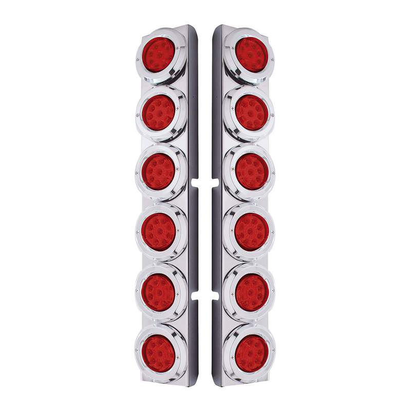 Soporte de filtro de aire trasero SS con luces reflectoras y biseles de 12X 9 LED de 2 "para lentes y LED rojos Peterbilt