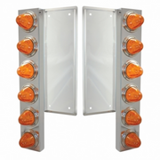 UP-37355 FL SS Front Air Cleaner Bracket With 12X 11 LED Watermelon Lights & Bezels -Amber LED & Lens