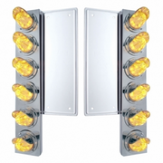 UP-37356 FL SS Front Air Cleaner Bracket With 12X 11 LED Watermelon Lights & Visors -Amber LED/Clear Lens