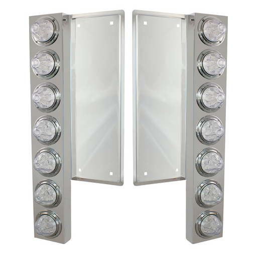 UP-37357 FL SS Front Air Cleaner Bracket With 12X 11 LED Watermelon Lights & Bezels -Amber LED/Clear Lens