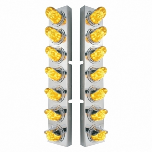 UP-37366 SS Front Air Cleaner Brkt With 14X 11 Amber LED Watermelon Light & Visor Bezel For KW Trucks-Amber Lens