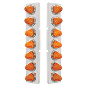 UP-37367 SS Front Air Cleaner Bracket With 14X 11 Amber LED Watermelon Lights & Bezel For KW Trucks -Amber Lens