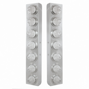 UP-37369 SS Front Air Cleaner Bracket With 14X 11 Amber LED Watermelon Lights & Bezel For KW Trucks -Clear Lens