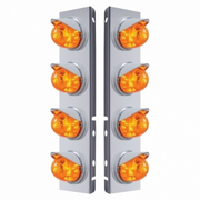 UP-37378 SS Front Air Cleaner Bracket With 8X 17 LED Watermelon Lights & Visors For Peterbilt-Amber LED & Lens