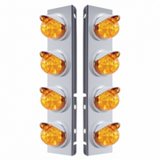 UP-37382 SS Front Air Cleaner Bracket With 8X 17 LED Reflector Watermelon Lights & Visors For Peterbilt-Amber LED & Lens