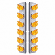 UP-37390 SS Front Air Cleaner Bracket W/12X 17 LED Watermelon Lights & Visors For Peterbilt-Amber LED & Lens