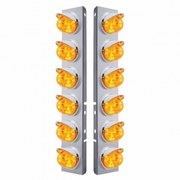 UP-37392 SS Front Air Cleaner Brkt With 12X 17 Amber LED Dual Function Watermelon Lights & Visors For Peterbilt-Amber Lens