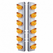 UP-37394 SS Front Air Cleaner Bracket With 12X 17 LED Reflector Watermelon Lights & Visors For Peterbilt-Amber LED & Lens