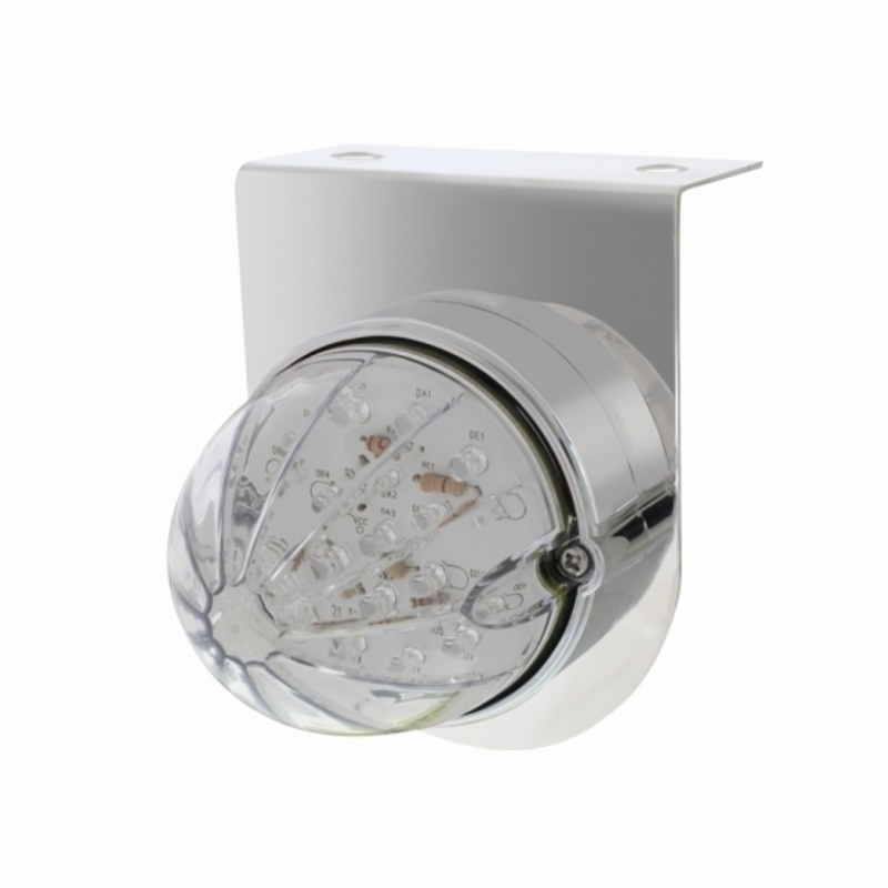 UP-37457 Stainless Light Bracket With 19 LED Bullet Style Grakon 1000 Light - Amber LED/Clear Lens
