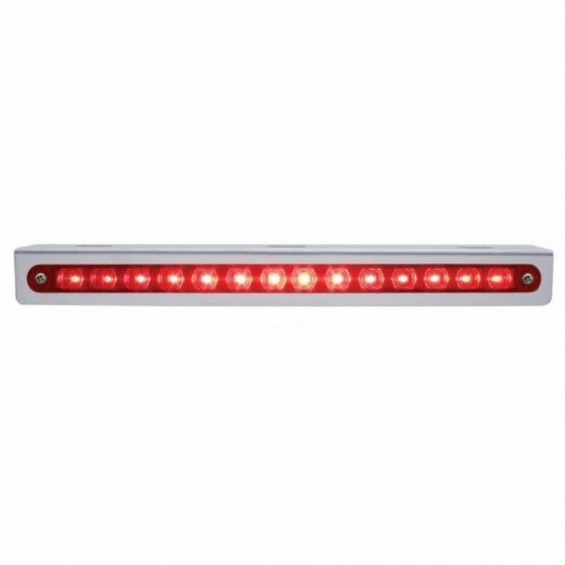 Stainless Light Bracket With 14 LED 12" Sequential Light Bar (Left to Right) - Red LED/Red Lens