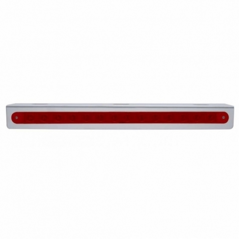 Stainless Light Bracket With 14 LED 12" Sequential Light Bar (Left to Right) - Red LED/Red Lens
