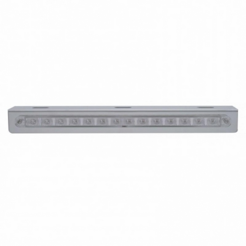 Stainless Light Bracket With 14 LED 12" Sequential Light Bar (Right to Left) - Red LED/Clear Lens