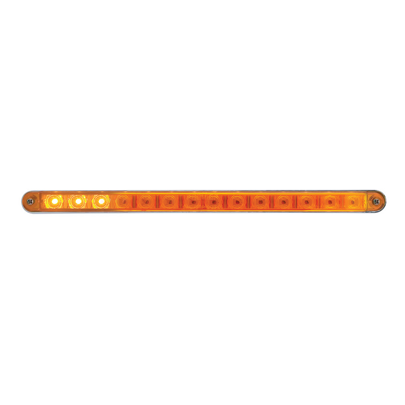 UP-37522 14 LED 12" Sequential Light Bar With Bezel - Amber LED/Amber Lens