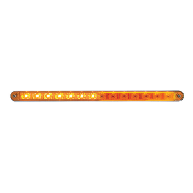 UP-37522 14 LED 12" Sequential Light Bar With Bezel - Amber LED/Amber Lens