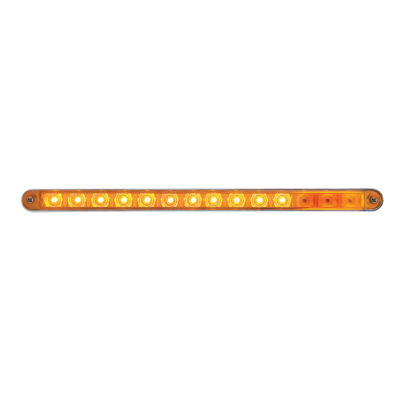UP-37522 14 LED 12" Sequential Light Bar With Bezel - Amber LED/Amber Lens