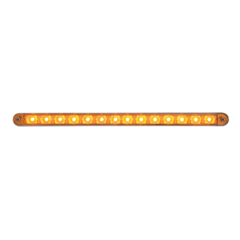UP-37522 14 LED 12" Sequential Light Bar With Bezel - Amber LED/Amber Lens