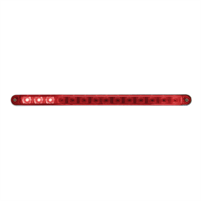 UP-37523 14 LED 12" Sequential Light Bar With Bezel - Red LED/Red Lens