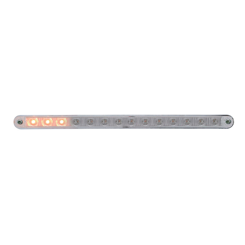 UP-37524 14 LED 12" Sequential Light Bar With Bezel - Amber LED/Clear Lens