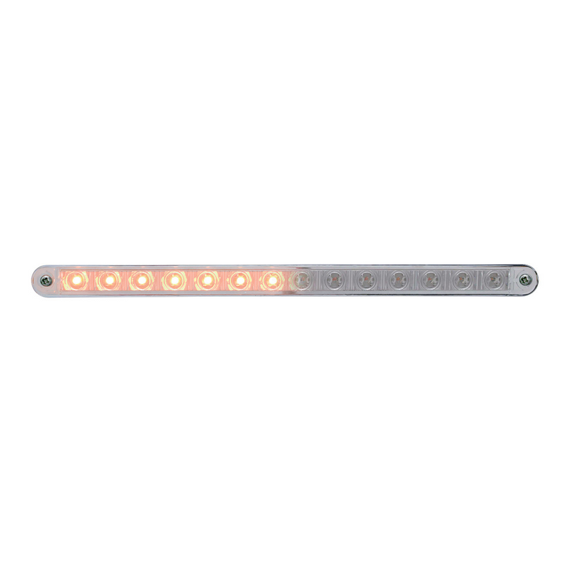 UP-37524 14 LED 12" Sequential Light Bar With Bezel - Amber LED/Clear Lens