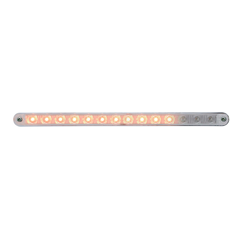 UP-37524 14 LED 12" Sequential Light Bar With Bezel - Amber LED/Clear Lens