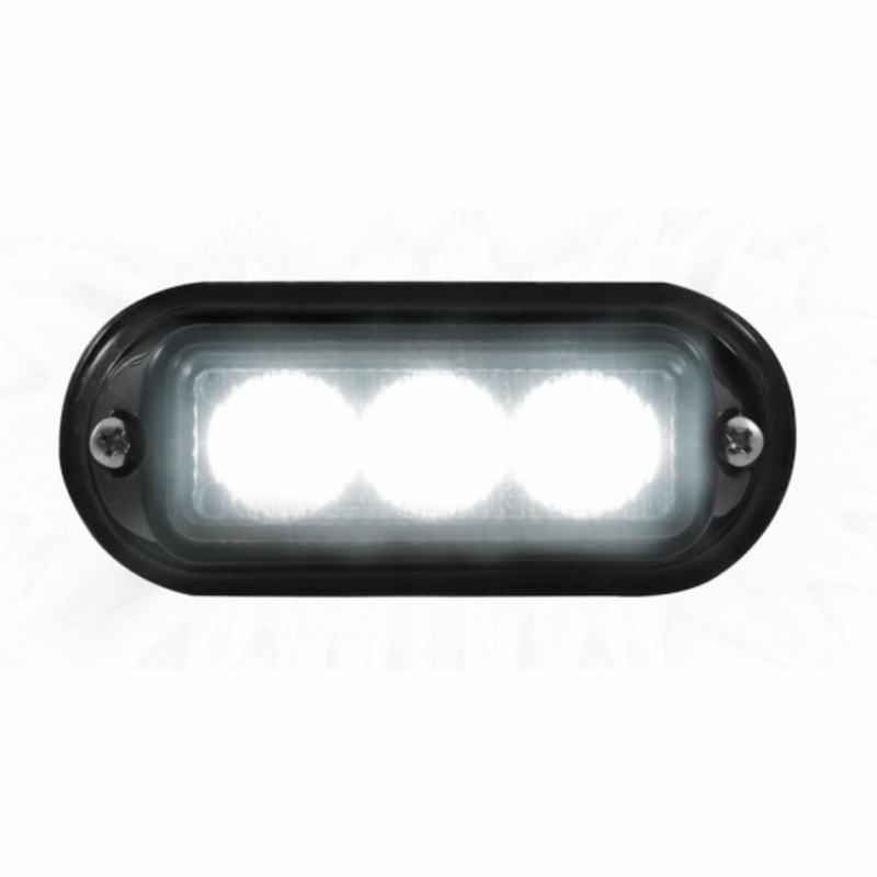 Luz de advertencia de 3 LED con bisel negro - LED blanco (a granel)