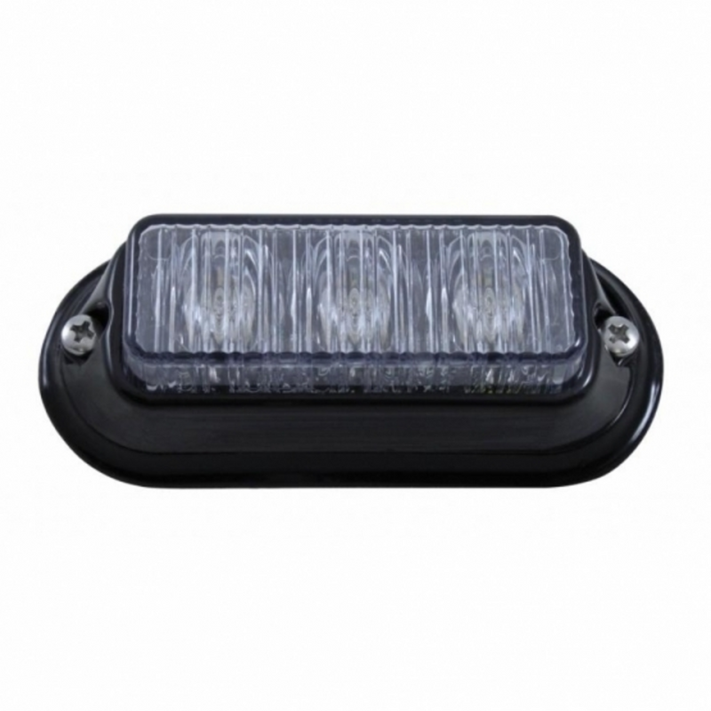 Luz de advertencia de 3 LED con bisel negro - LED blanco (a granel)
