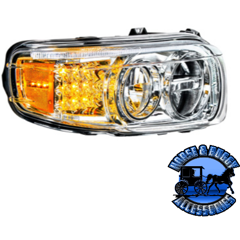 Gray Peterbilt 389 Headlights 388 dot approved LED chrome (sold individually) PETERBILT Passenger's Side