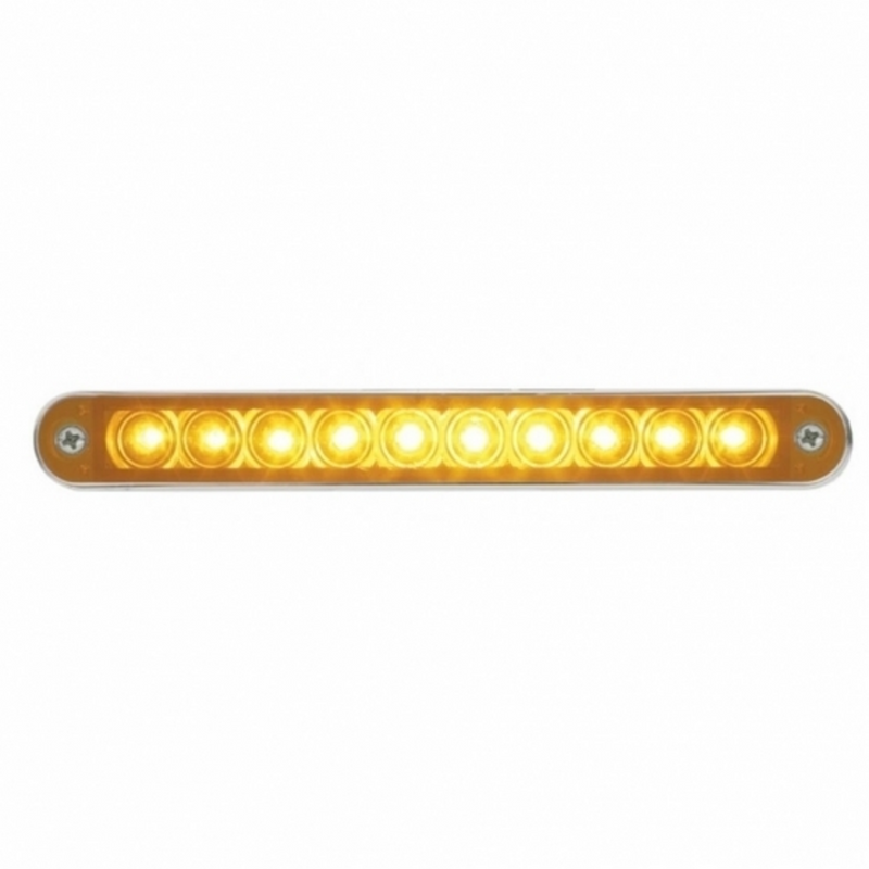 UP-37637 10 LED 6-1/2" Turn Signal Light Bar With Bezel - Amber LED/Amber Lens