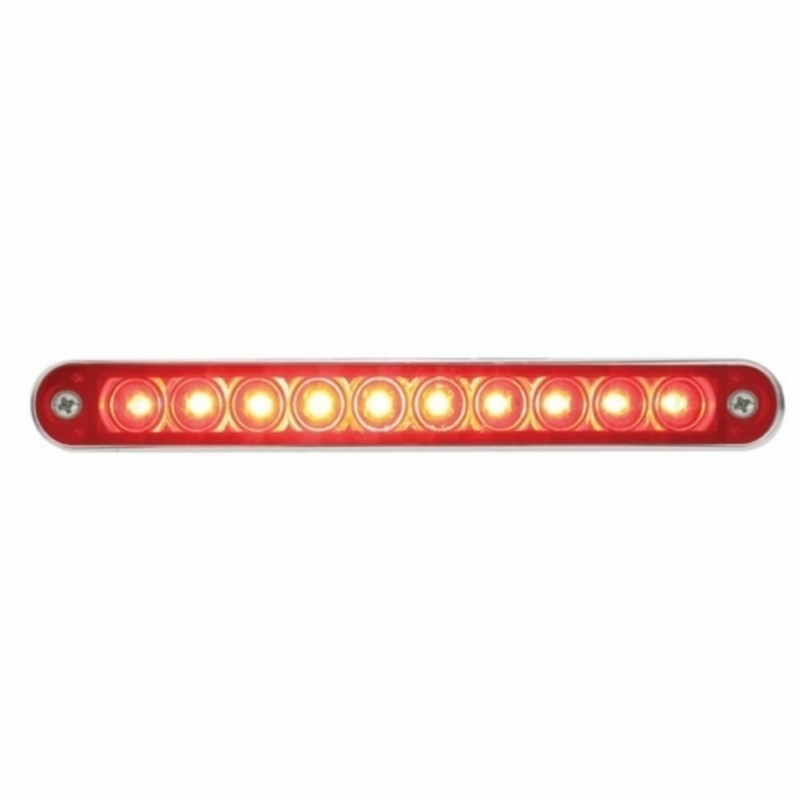 UP-37638 10 LED 6-1/2" Light Bar With Bezel (Stop, Turn & Tail) - Red LED/Red Lens