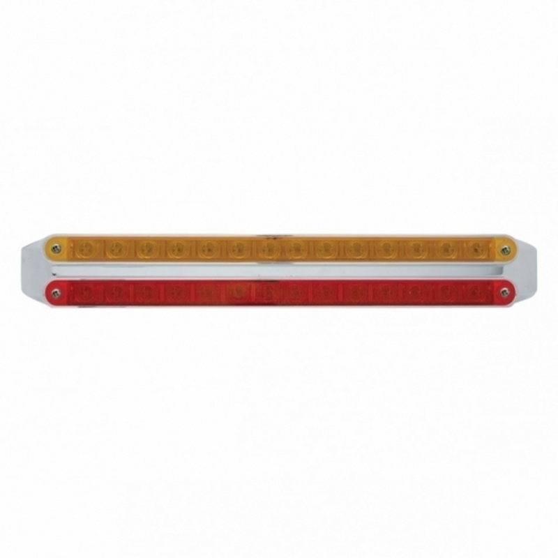 Dual 14 LED 12" Light Bars - Amber & Red LED/Amber & Red Lens