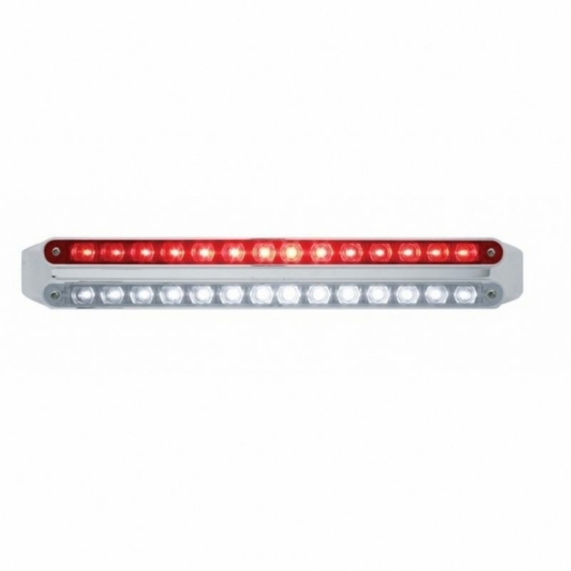 Dual 14 LED 12" Light Bars - Red & White LED/Red & Clear Lens