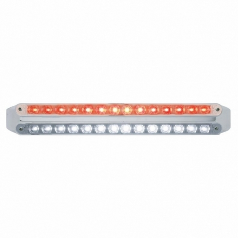 Dual 14 LED 12" Light Bars - Red & White LED/Clear Lens