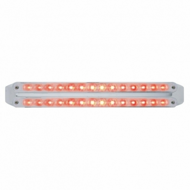 Dual 14 LED 12" Light Bars (Stop, Turn & Tail) - Red LED/Chrome Lens